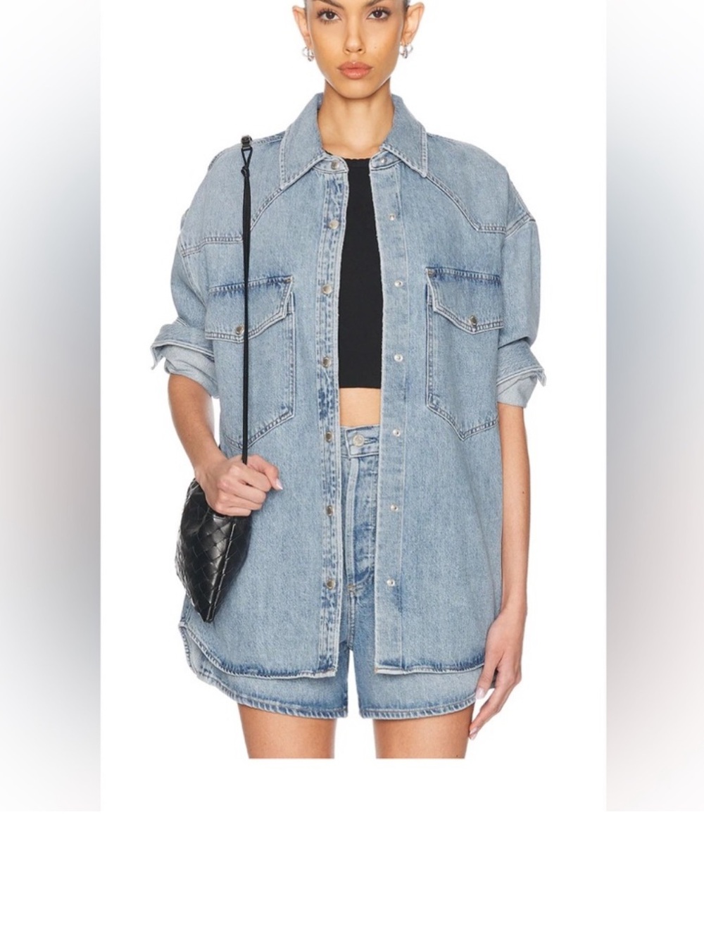 NEW AGOLDE lotta Western Denim button shirt in drift size Large $228
